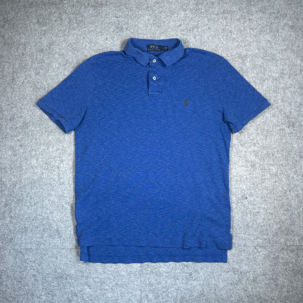 Polo Ralph Lauren Polo Shirt Mens M Blue Heathered Pony Logo Casual Classic